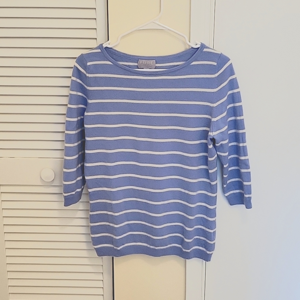 Pure Collection 3/4 Sleeve Cashmere Sweater